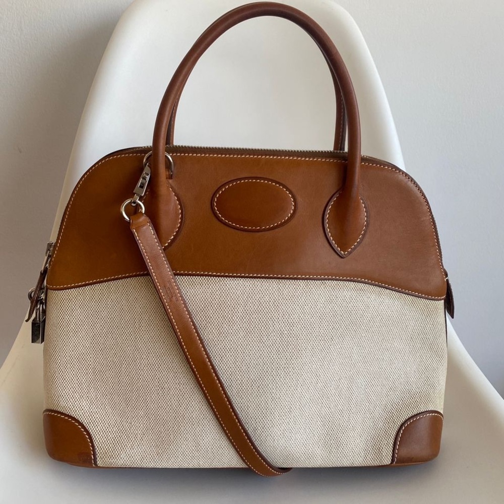 🔴SOLD🔴 Hermes Bolide Bag Canvas with Leather 45